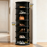 LUMIO Étagère à chaussures circulaire rotative à 360 degrés, 7 niveaux, en plastique PP, pour espaces étroits, rangement d'entrée d'angle, gain de place