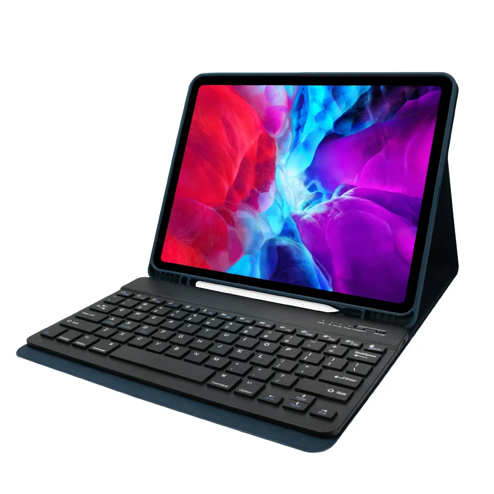 2021 iPad Screen Protector Pro4thワイヤレスキーボードケース用の新しいトレンド12.9インチiPadPro4thケース用ペンシルホルダー付き