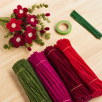 400 pièces de tiges en chenille de 4 couleurs assorties, fil pliable, nettoyeurs de tuyaux, bâtonnets d'artisanat faits main pour la création de fleurs et la décoration artistique