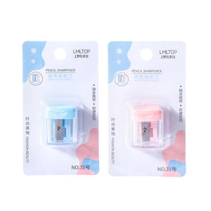 Taille-crayon multifonction LMLTOP, un seul trou, en plastique, outil de maquillage pour sourcils et eye-liner, rose et bleu - Product Image 2