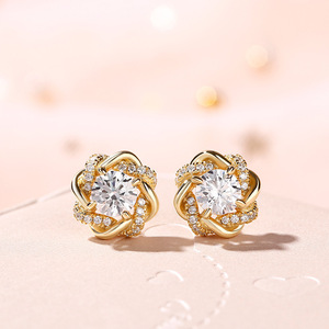 Eleganti Orecchini a Perno a Forma di Fiore e Quadrifoglio per Donne, Accessori per Orecchie per Uso Quotidiano Estivo - Product Image 1