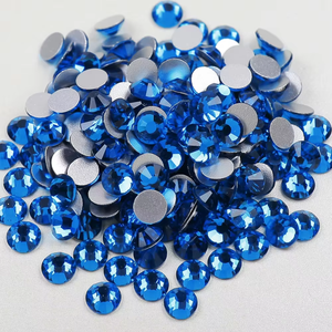 Rhinestone Zirkon Biru SS3-SS20 Grosir, Bukan Hot Fix, Batu Berlian Flatback, Rhinestone Kaca Flatback - Product Image 1