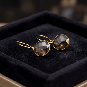 Elegantes Pendientes de Aro/Colgantes de Cuarzo Ahumado con Baño de Oro de 18k y Plata, con Gema Certificada, de Moda para Mujer, Joyería de Fiesta, Regalo - Product Image 3