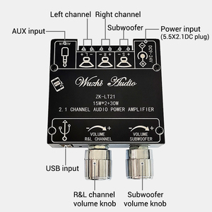 ZK-LT21 âm thanh wuzhi mô-đun bảng khuếch đại loa âm thanh bt5.1 loa siêu trầm 2.1 kênh 15W + 15W + 30W hỗ trợ ứng dụng 10 hiệu ứng âm thanh - Product Image 4