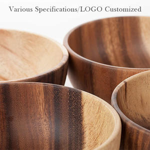 Vietnam Custom Logo Solid Wood Fruit Bowl <b>Kitchen</b> <b>Utensils</b> Eco-friendly <b>Wooden</b> Bowl Acacia Round Salad Bowl - Product Image 2