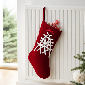 LINGKAI Chaussette de Noël de luxe en velours avec nœud, grande chaussette de Noël suspendue, sac cadeau pour cheminée, décoration de maison pour les fêtes - Product Image 3