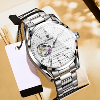 Montre mécanique automatique Binbond J2307 2307 pour homme, bracelet en acier inoxydable, étanche, montre-bracelet pour homme d'affaires