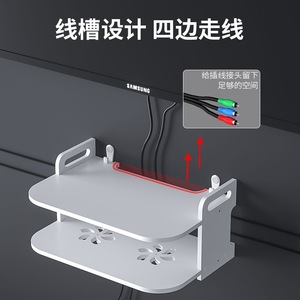 <b>Wall</b> <b>Mounted</b> Router <b>Shelf</b> 2 Tier No Drill Moisture Proof For Electronic Devices Living Room Storage - Product Image 4