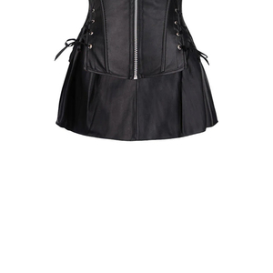 Womens Leather Corset With Zipper And Lace Up Design Ruffles Shaper Dress Firm Control Breathable Daily Wear Women Corsets - Product Image 6