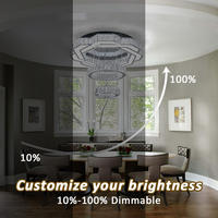 Lustre suspendu en cristal K9 transparent en forme de fleur créative à trois couches, haute luminosité, pour salon