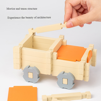 Bloques de construcción de madera coloridos pequeño arquitecto Casa de montaje de madera Montessori juguetes educativos de bloques de madera para niños