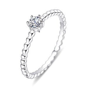 Jóias das mulheres 925 Sterling Silver Ródio Banhado Noivado Rodada Corte Garra Configuração VVS D Cor HPHT CVD Lab Grown Anel de Diamante - Product Image 2