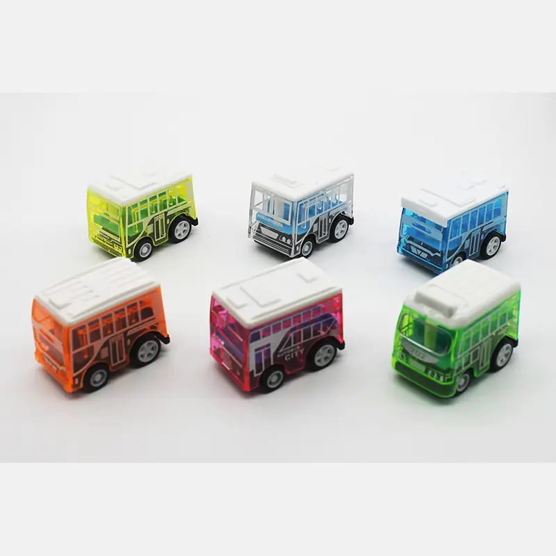 Neues Ankunfts produkt Kleiner Kunststoff Pull Back Transparent Bus Spielzeug Autos Günstige Mini Pull Back Toy Bus Für Kinder