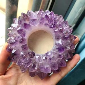 <strong>Amethyst</strong> Tea Light Candle Holder Rough <strong>Crystal</strong> Points Genuine Gemstones Brazil <strong>Amethyst</strong> Point Extra <strong>Large</strong> Candle Holder - Product Image 3