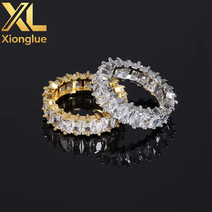 Cz Tennis O <b>Ring</b> Jewelry Diamond Round Cubic Zirconia Men's <b>Rings</b> 18K Gold Plated Claw Setting Natural - Product Image 5