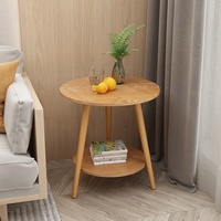 Table basse moderne en bois massif épaissi à 2 niveaux, table de chevet double couche, table d'appoint de canapé pour appartement locatif et salon