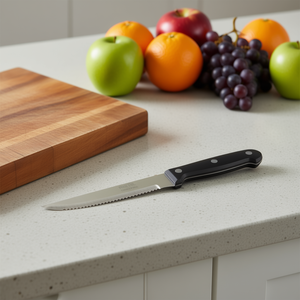 Ensemble de couteaux à pain dentelés avec lame en acier et manche en plastique pour fruits et usage en cuisine, design ambidextre de 5 pouces par Pretul Box - Product Image 2