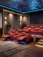 Maßgefertigte Villa-Heimkino-Möbel Olivgrüner Vollnarbenleder Elektrischer Relaxsessel Heimkino-Sofa Mit