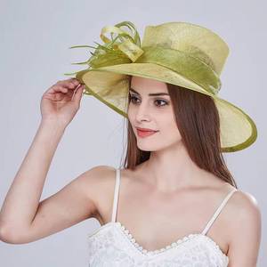 Chapeaux de fête élégants pour femmes, chapeaux de mariage à large bord en sinamay personnalisés pour adultes, produits phares - Product Image 3