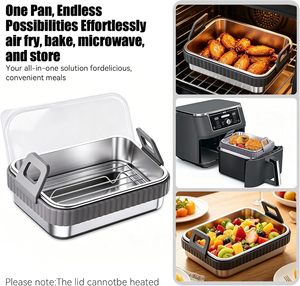 Revestimiento Interior de Acero Inoxidable para Freidora de Aire con Soporte y Tapa de Silicona Desmontables, Compatible con Ninja, Cosori, <span class=keywords><strong>Philips</strong></span>, Reutilizable para Horno - Product Image 5