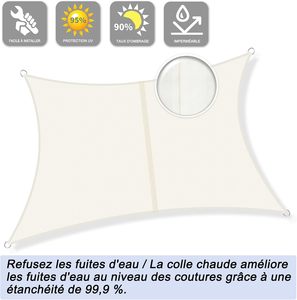 Vela de Sombra Rectangular Crema de 3 x 4 m, <span class=keywords><strong>Lona</strong></span> Impermeable <span class=keywords><strong>con</strong></span> 95% de Protección UV, Vela de Sombra para Exteriores, Jardín y <span class=keywords><strong>Terraza</strong></span> - Product Image 3