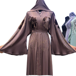 Nueva Túnica de Moda para Niñas con Bolsillos y Cremallera, Thobe Abaya Bordada en Oro, Anti-Pilling, para Ramadán, Invierno y Verano, de Poliéster, Largo hasta el Tobillo - Product Image 1