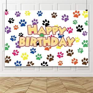 Fondo Fotográfico Colorido con Patas de Perro <span class=keywords><strong>para</strong></span> Cumpleaños, Fiesta de Mascotas, Baby Shower, Decoración <span class=keywords><strong>para</strong></span> Fiestas en Casa, Personalizable - Product Image 1