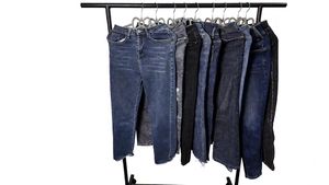 Jeans pour femmes taille haute d'occasion CLEAR PATH A04 Collection été Guangdong Polyester/Coton mélangé Tailles variées Coloré <span class=keywords><strong>Pas</strong></span> <span class=keywords><strong>cher</strong></span> - Product Image 4
