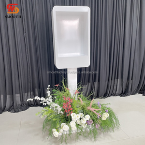 Soporte de cabina telefónica de metal personalizado suave con libro de visitas de audio blanco para decoración de bodas y fiestas - Product Image 1