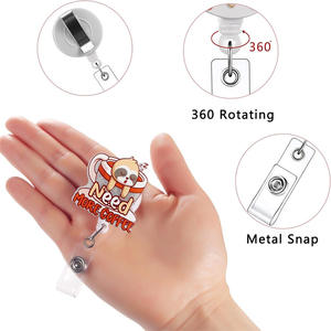 Koffie Cup Design Glitter Intrekbare Badge Haspel Met Sleutelhanger Voor Werknemers Rugzakken - Product Image 2