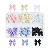 30 PCS/boîte Accessoires pour ongles en résine, nœud papillon, décoration d'ongles en ruban noir