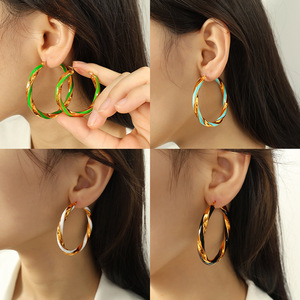 <b>Hoop</b> Earrings Zinc Alloy Gold Plated Multi Color <b>Large</b> Exaggerated Women's Fashion Jewelry Set - Product Image 3
