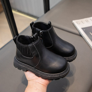 Chaussures Enfant Tendance, Bottines Britanniques avec Fermeture Éclair Latérale en Cuir PU pour Garçon et Fille, Chaussures de Marche d'Extérieur, Bottes d'Hiver pour Enfants - Product Image 5