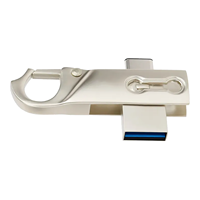 Clé USB OTG double interface en gros, rotative, en métal, avec mousqueton, type C, pour stockage de données