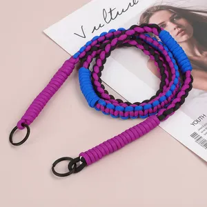 Bolso de tela tejida con hombro cruzado, cadena de macramé, llavero paracord, cordón para teléfono móvil, Correa trenzada para teléfono, correa para la muñeca