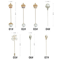 Oro lungo ago corona spilla pins rhinestone di cristallo della perla sciarpa spilla pin