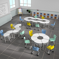 Meubles scolaires de design moderne, table d'étudiant à plateau irrégulier et chaise de formation pour salle de classe à vendre