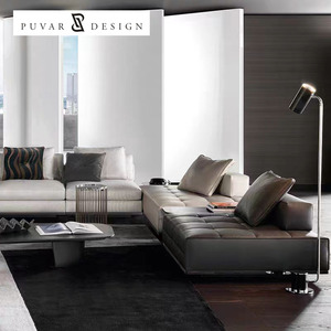 Muebles Modernos de Lujo para el Hogar, Sofá de Cuero, Sofá Modular en Forma de L para Sala de Estar, Apartamentos y Villas - Product Image 3