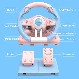 Pink High Quality 180 Degree Pc Game Usb Wired Gaming <strong>Steering</strong> <strong>Wheel</strong> Full <strong>Set</strong> For Ps Pc Switch Game - Product Image 5