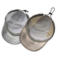 Casquette de course personnalisée à 4 panneaux, perforée au laser, visière flexible en polyester, séchage rapide, visière courte, métallique, imperméable, pour le trail et le camping