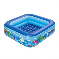 Baignoire gonflable rectangulaire pour enfants, motif océan, en PVC, sans couvercle, pour le plaisir en plein air