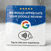 Acryl NFC Google Bewertungskarte mit Individuellem Logo-Druck, Wasserfest, NTAG213 Chip RFID für Restaurant/Café/Hotel/Geschäft Bewertungsständer