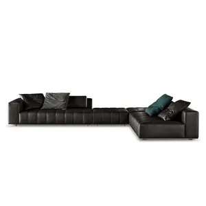 Canapés sectionnels en forme de L haut de gamme meubles de salon design italien 4 places tissu cuir sectionnel modulaire So