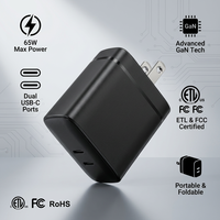 Chargeur de voyage rapide 65W PD personnalisable avec logo Shenzhen Lvxiangyuan, double port USB Type-C universel, protection OTP