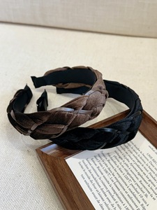 Hàn Quốc mùa thu và mùa đông nhung đen bện rộng vành Headband đơn giản Retro dệt Phụ kiện tóc - Product Image 5