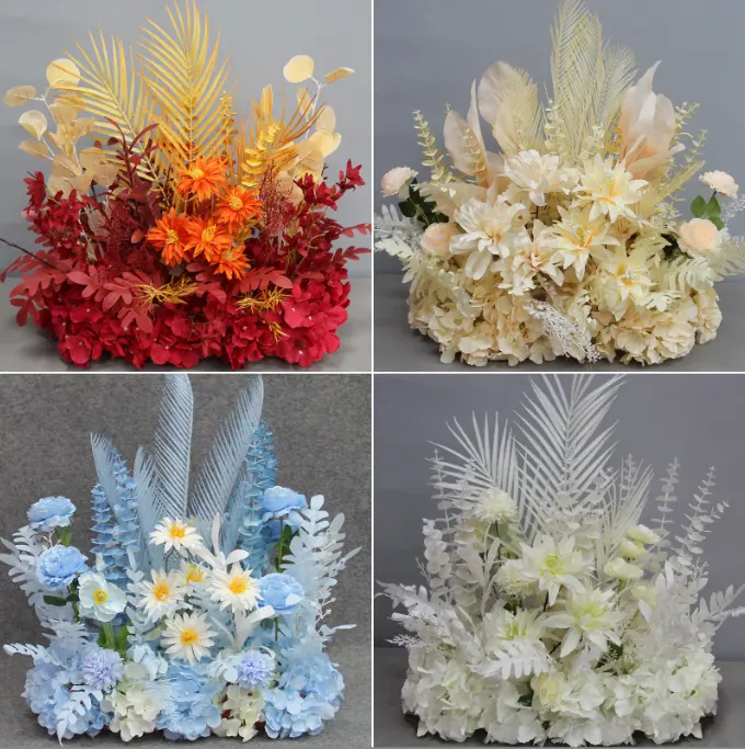 Arche de mariage fleurs artificielles Arrangement fleur coureur route plomb fleur pour décor de fête de mariage