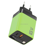 Chargeur GaN USB-C 65W avec prise EU et câble de charge rapide USB-C rétractable, adaptateur secteur PD Type-C 65W