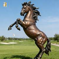 Statue de cheval dansant en cuivre bronze grandeur nature RELONG pour la décoration de jardin extérieur