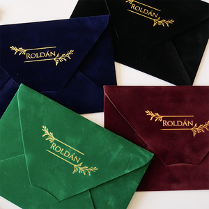 Sobres <span class=keywords><strong>de</strong></span> Terciopelo Personalizados para Boda con Invitación en Dorado, Monograma Personalizado, Elegantes Sobres para Celebración <span class=keywords><strong>de</strong></span> Matrimonio - Product Image 3