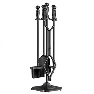 fireplace tool <b>set</b> with brush shovel <b>poker</b> tongs black iron fireplace tools for hearth complete fireplace tool <b>set</b> for home - Product Image 4